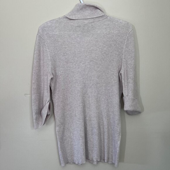 United States Sweaters Womens Large Beige Waffle Knit Cowl Neck Half Sleeve - Picture 2 of 4